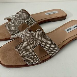 Steve Madden Sparkling Rhinestone Sandals - Tan: Size 10